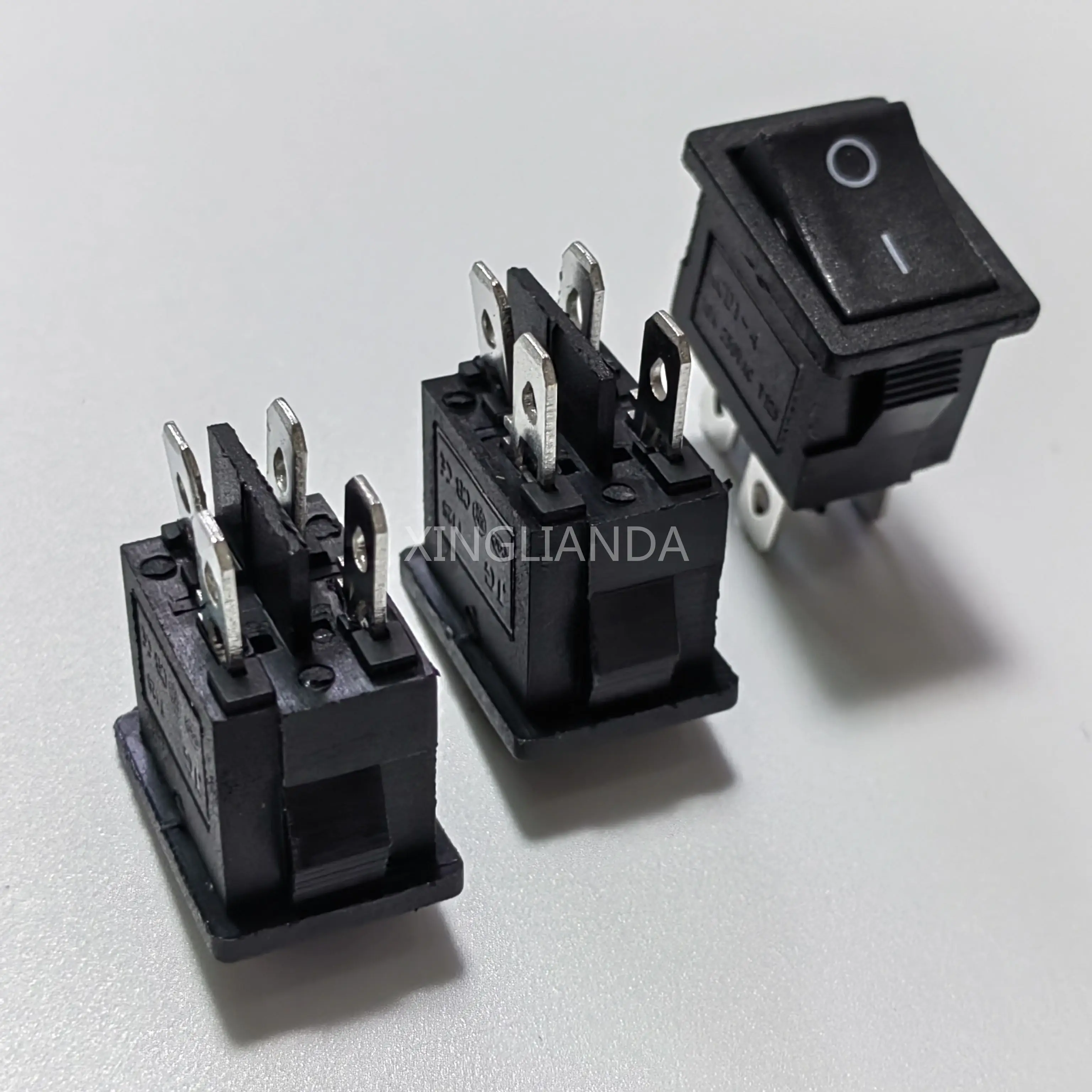 ボートおよび車用のオン/オフロッカースイッチ,4ピン,KCD1-4, 21x15mm,6a,250v,10a,125v,ac,黒,20個