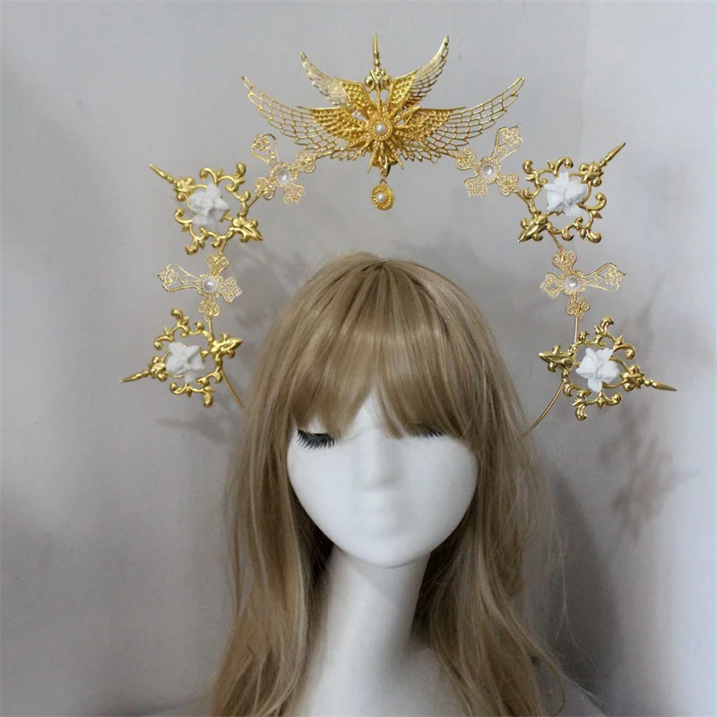 Lolita Crown Headpiece KC Headdress Baroque Style Goddess Headband Headdress Lolita Tiara DIY Hair Accessories