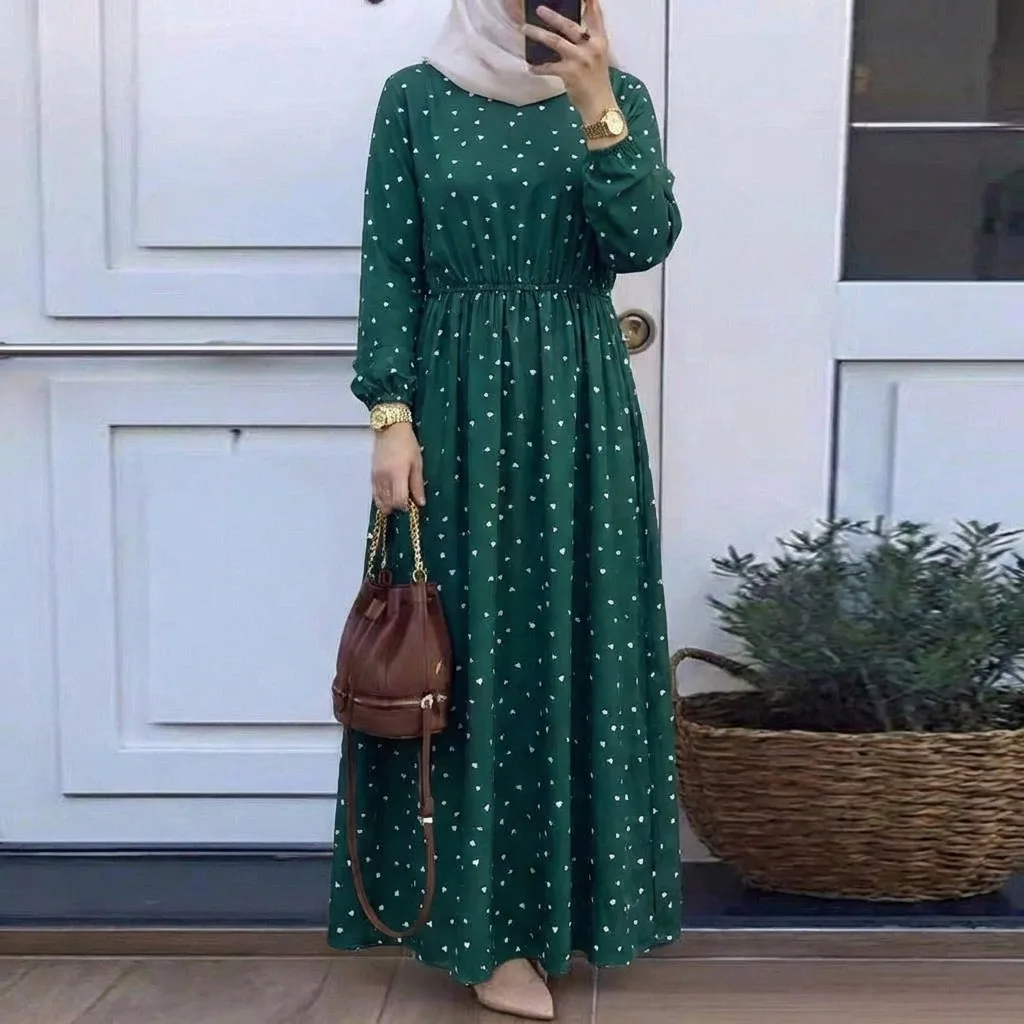 

Праздничное мусульманское платье в горошек для женщин, Абайя, Марокко, Вечерние платья, Рамадан, Абайи на шнуровке, Кафтан, Ислам, Дубай, Арабская длинная роба 2026