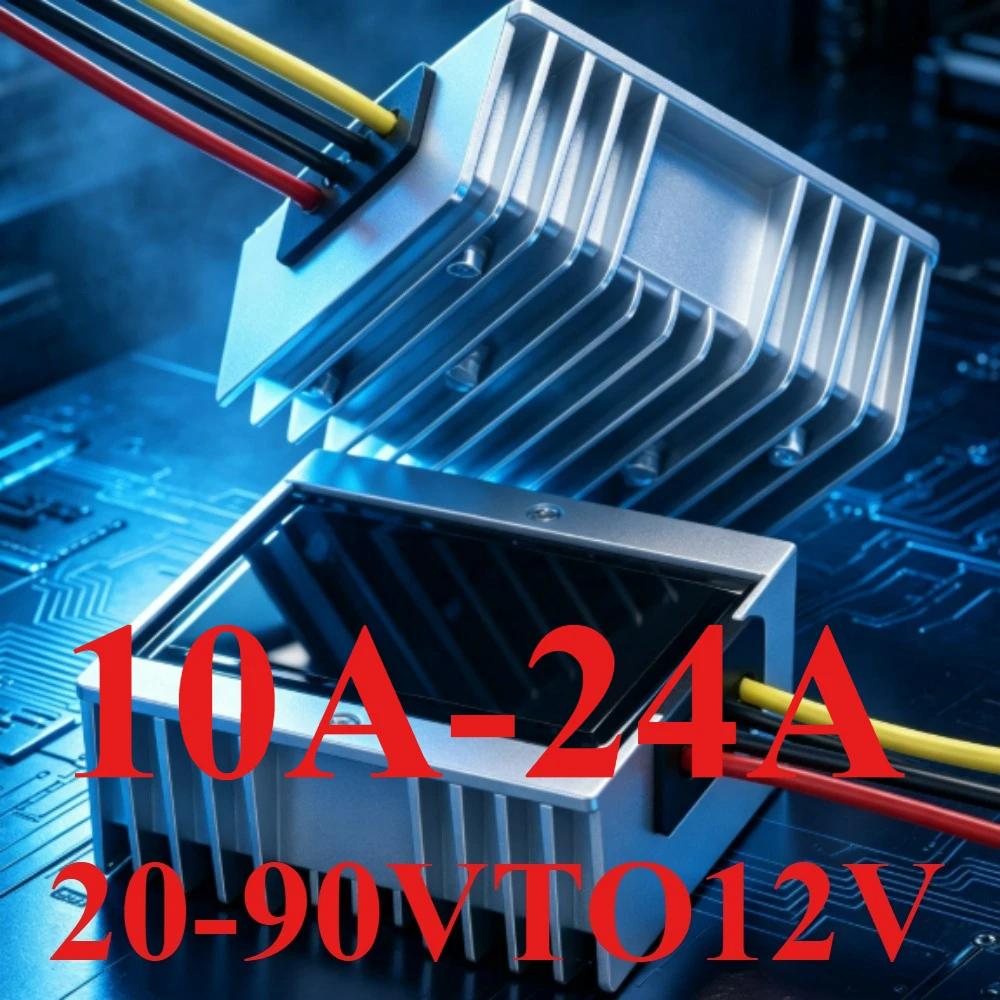 20-90V 24V 36V 48V 60V 72V to 12V DC Converter Module 1-24A Power Inverter Buck Transformer Adapter Voltage Regulator for Car