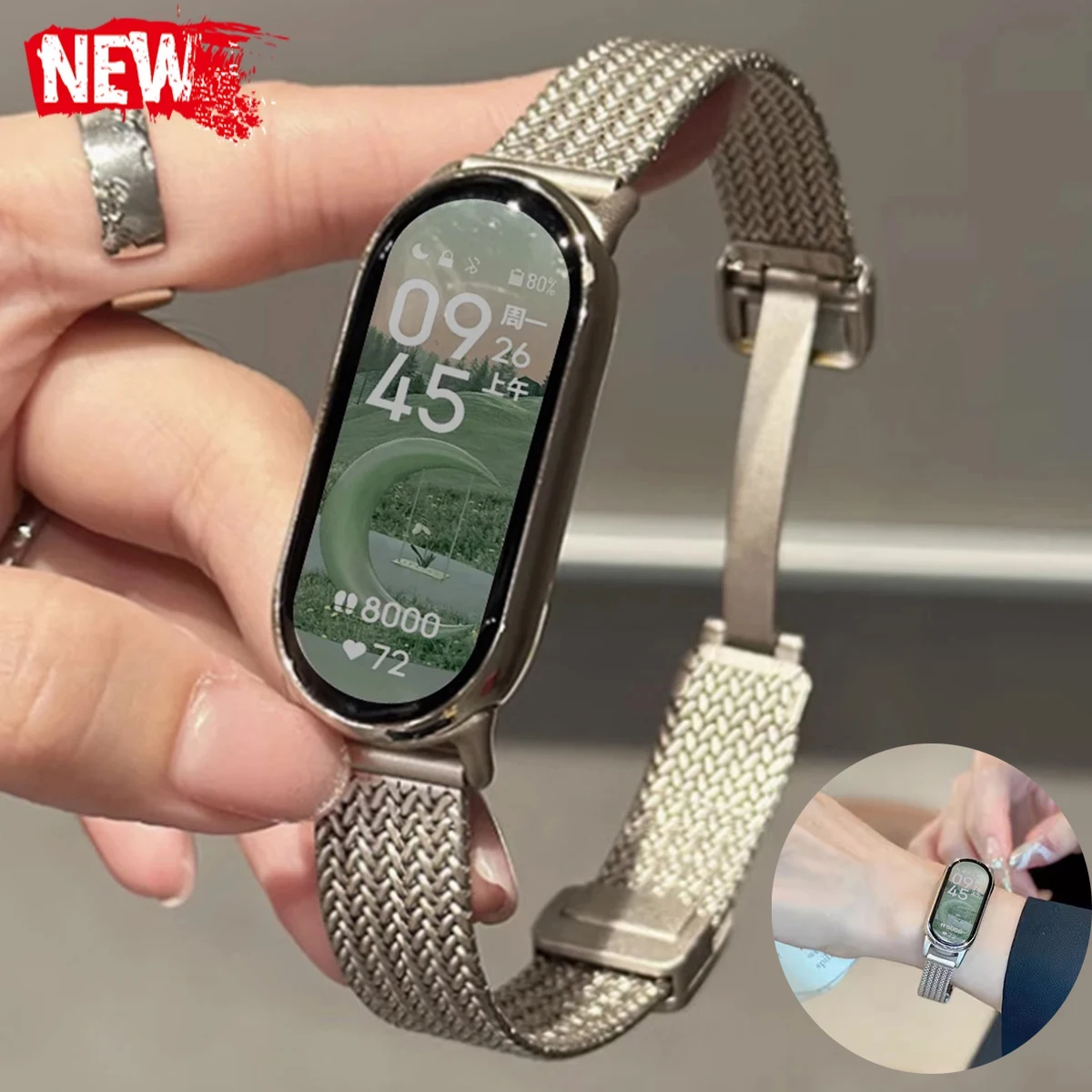 Edelstahl schlankes Damenarmband für Xiaomi Watch 10 9 8. Magnetisches Faltschnallenband für Miband 10 9 8 NFC Smartwatch-Armband