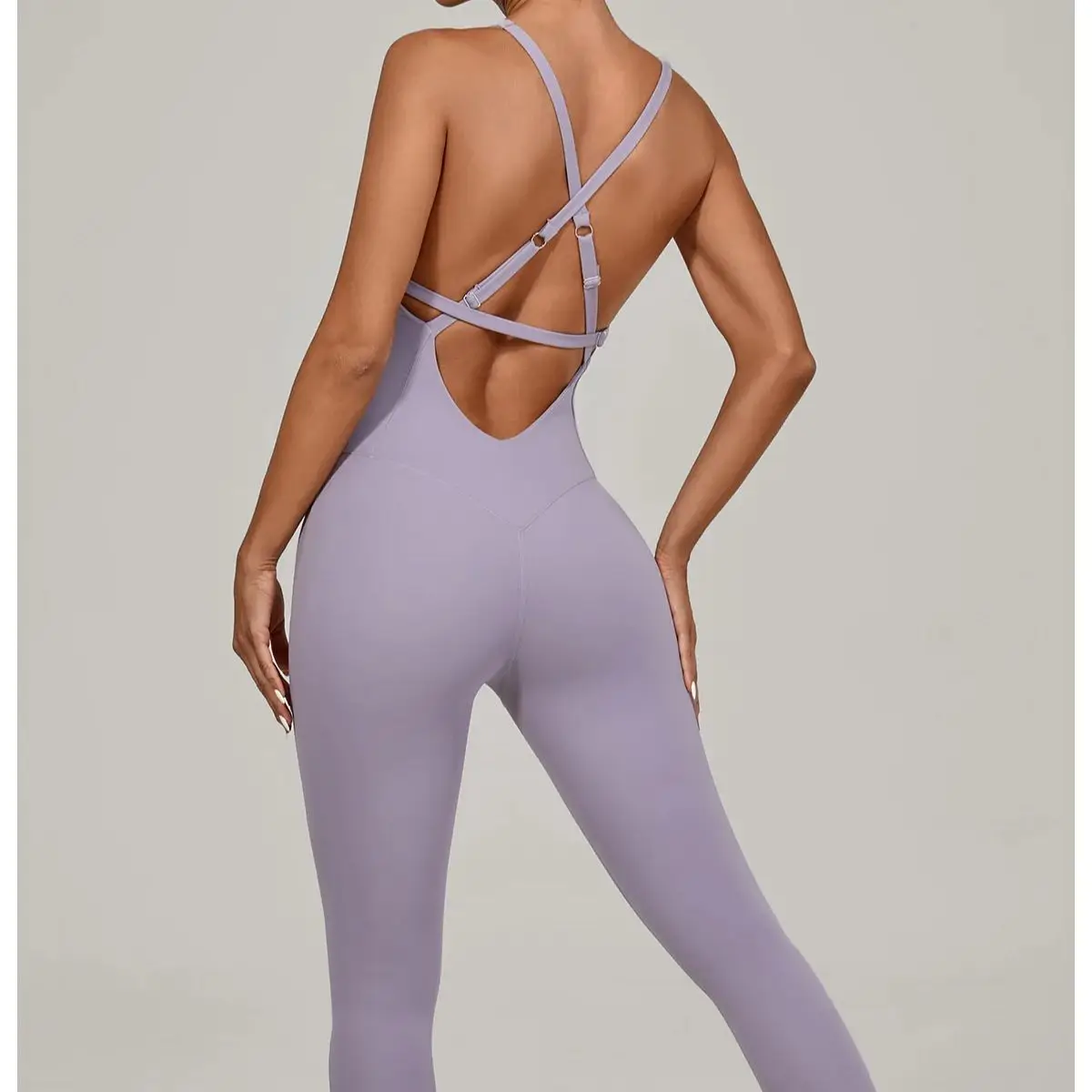 

Ningyu Adjustable Shoulder Strap Yoga Bodysuit for Women Dance Backless Tight Sport Fitness Gymwear Women Gym Running Sportswear