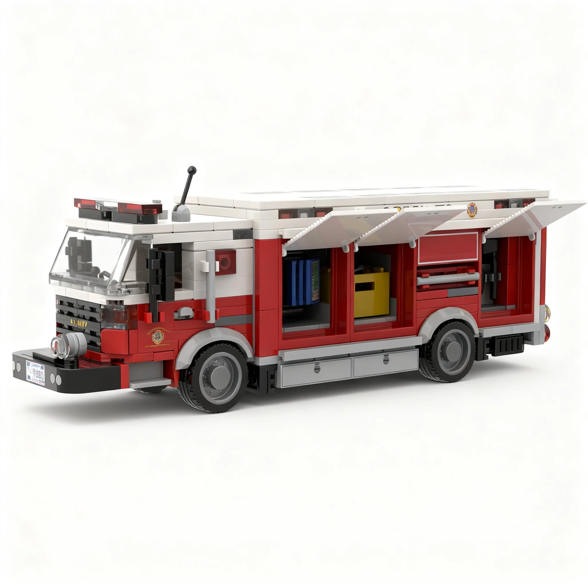 548pcs MOC City Fire US Navy 2016 KME Heavy Rescue Truck Squad 76 Model Building Blocks Christmas Gift Creative For Bookshelf