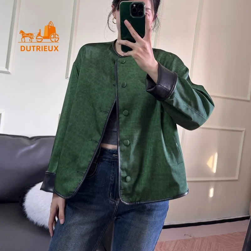 Winter and Autumn Women's Genuine Leather Jacket, 100% Sheepskin, Reversible Vacation Fashion Real Sheepskin Coat for Women