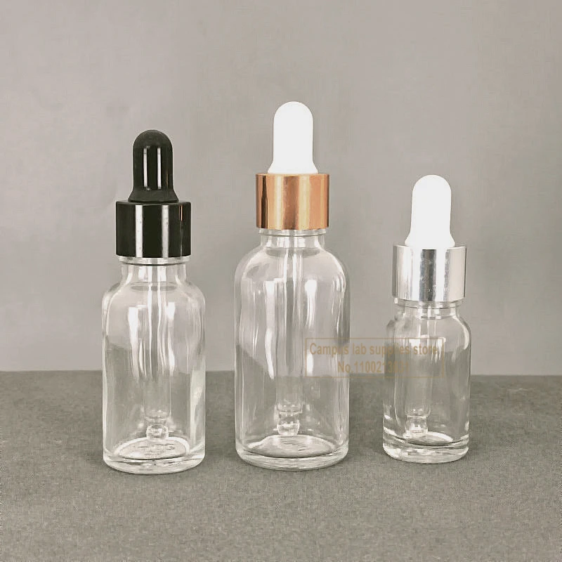 

10 шт./лот, прозрачное стекло, бутылка эфирного масла, 5 мл, 10 мл, 15 мл, 20 мл, 30 мл, 50 мл, 100 мл, лабораторное использование