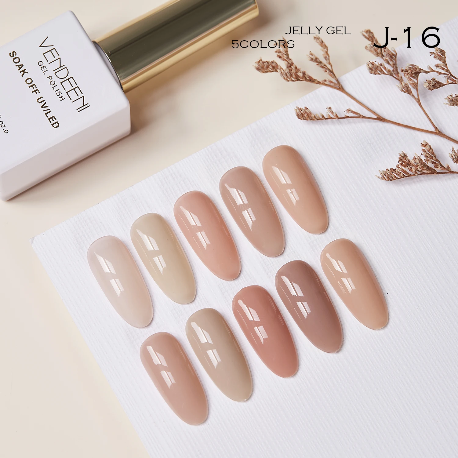 Vendeni 2025 مصنع موضة جديدة رائجة البيع مسمار الفن كيت عارية الجلد الأشعة فوق البنفسجية هلام صالون الأظافر بالجملة 5 ألوان الأشعة فوق البنفسجية هلام طلاء الأظافر عدة