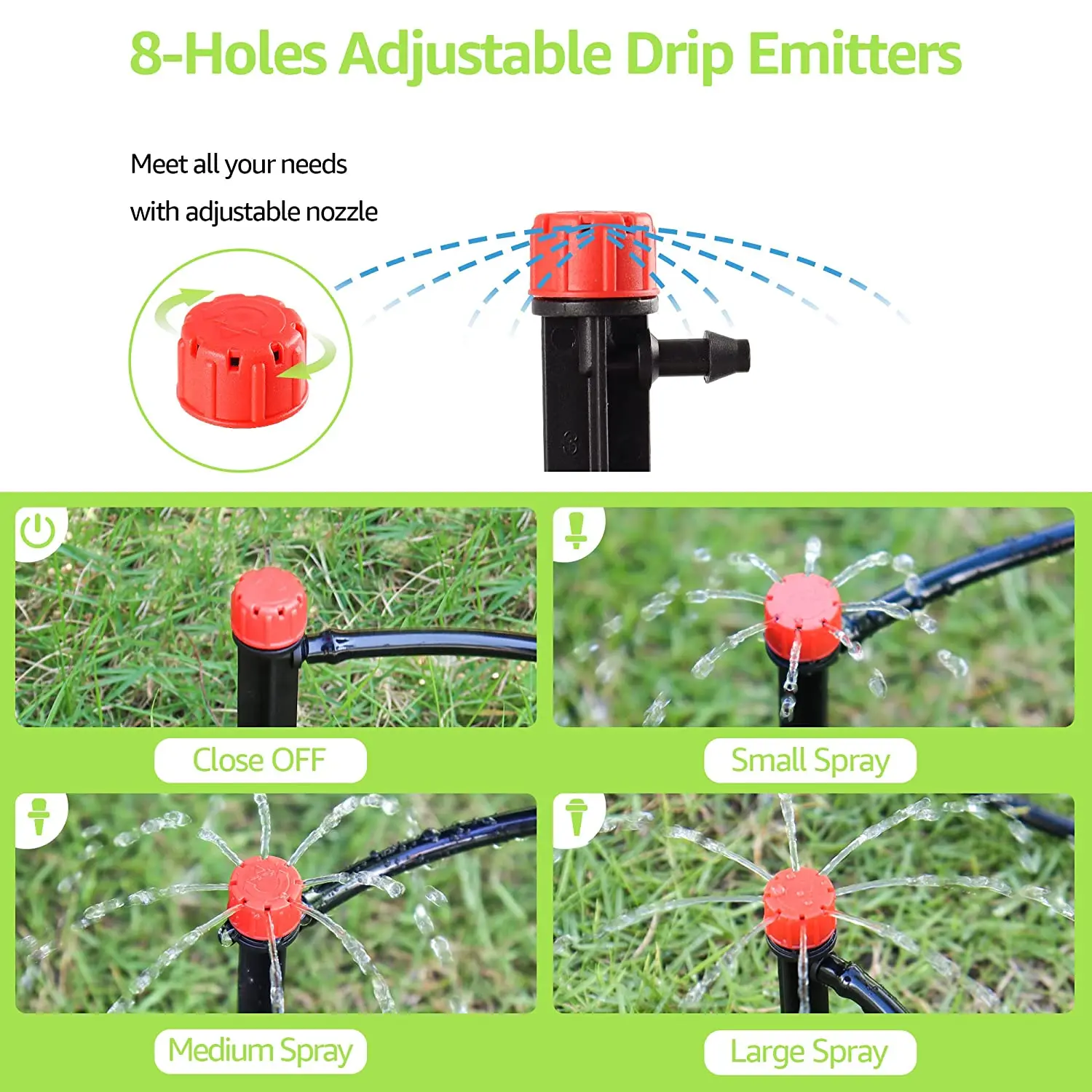 Immagine 6: Kit di irrigazione a goccia da 107FT Sistema di irrigazione da giardino con collettore di irrigazione a 12 porte Tubi di distribuzione da 1/2