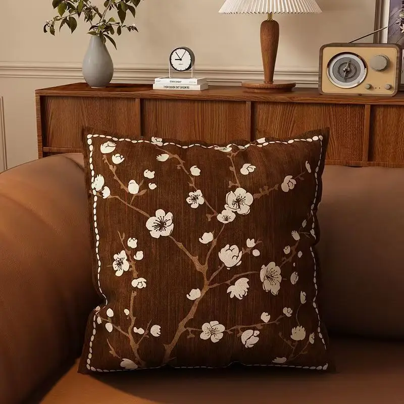 Mid-style Maillard Throw Pillow with A Retro High-end Feel,living Room Sofa Decoration Pillow, The Car Backrest Pad with A Core