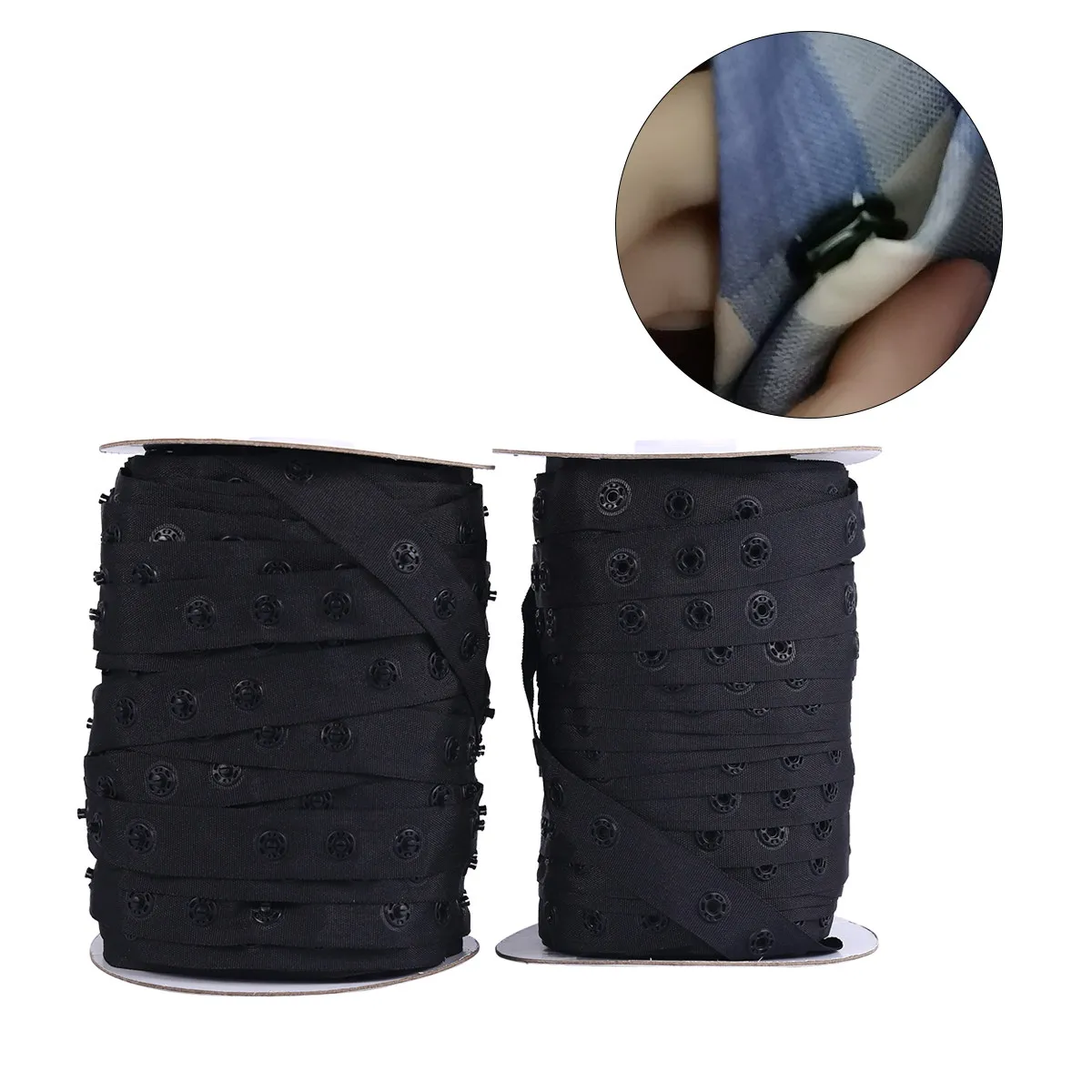 

2 Rolls 1.8cm Universal Snap Fastener Belt for Home Textile DIY Projects Quilt Cover Curtain Clothing Replacement Strong Press