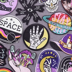 Witchcraft Magic Embroidery Patch Iron On Patches For Clothing Moon Angel Sewing Fusible Patch For Clothes Stripe Badge Stickers