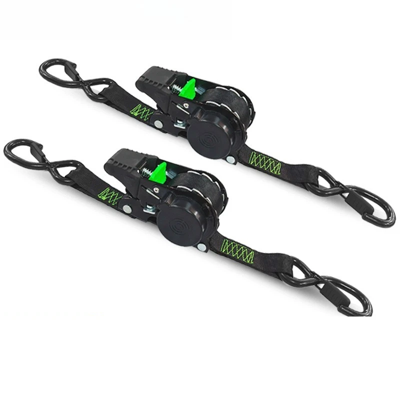 Retractable Ratchet Tightening Strap 1 Inch 10 Foot S Hook Tightening Strap 500 Pounds Load-Bearing Cargo Motorcycle