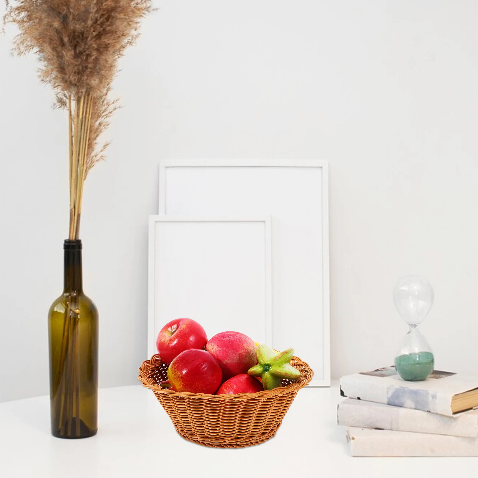 

Woven Fruit Basket Bread Storage Tray Multipurpose Kitchen Snack Serving Rustic Decor Hand Woven Basket