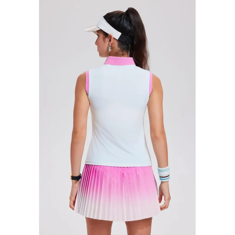SharpStar Women's Tennis Skirt Sets 2pcs Polo Sleeveless Pleated Pickleball Golf Outfits with Shorts and Pockets Badminton Suit