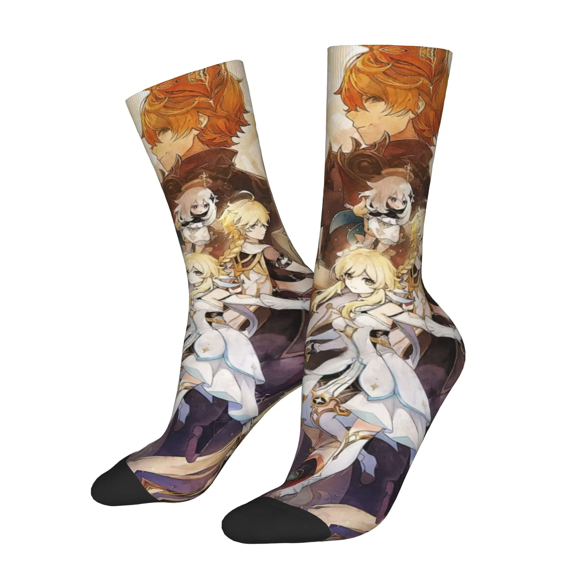 Anime G-Genshin L-Impact Mens Crew Socks Unisex Fun Manga Kawaii  Spring Summer Autumn Winter Dress Socks