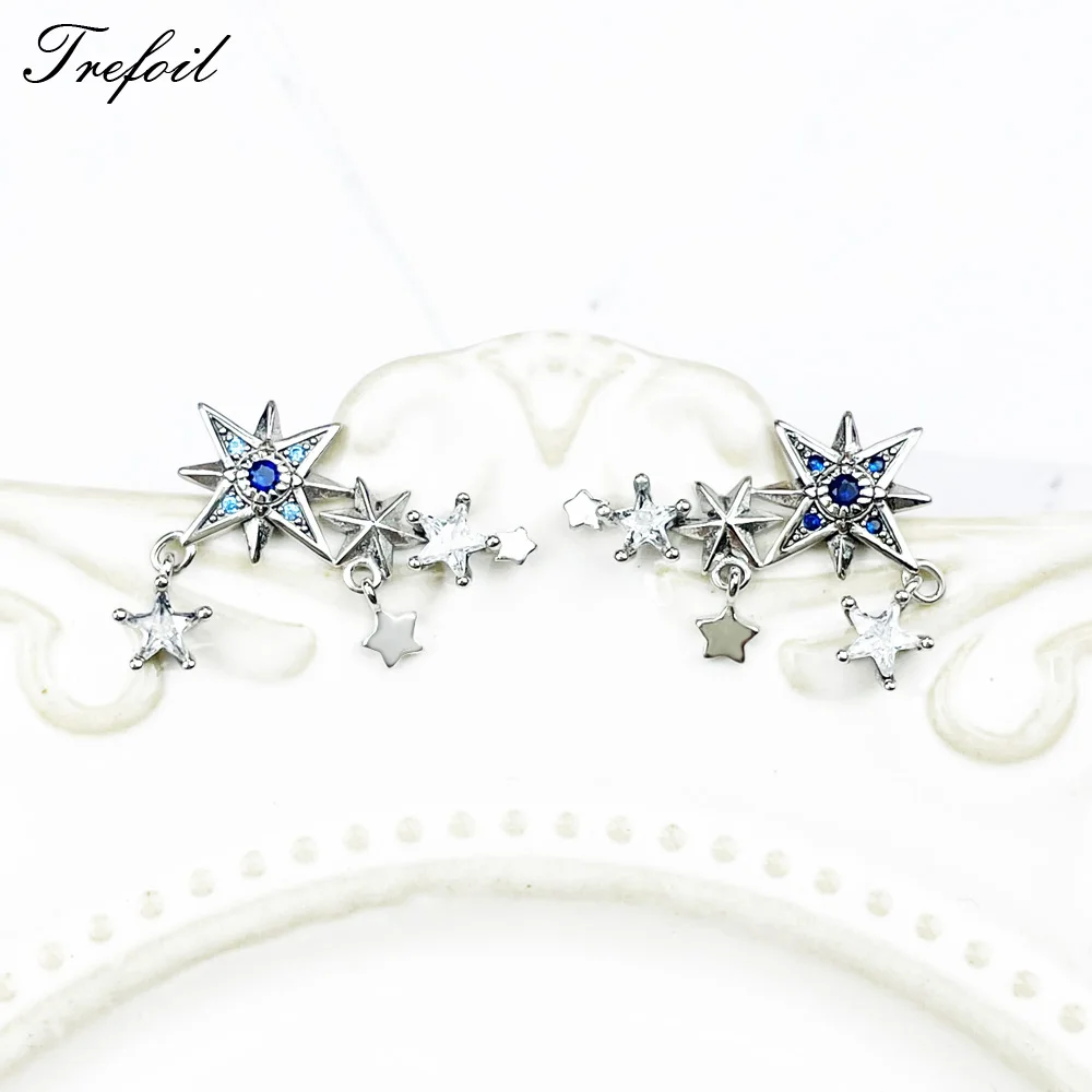 Ear Climber Royalty Stars 925 Sterling Silver With Zirconia 2022 New Fine Jewelry Lucky Earrings Trendy Romantic Gift For Woman