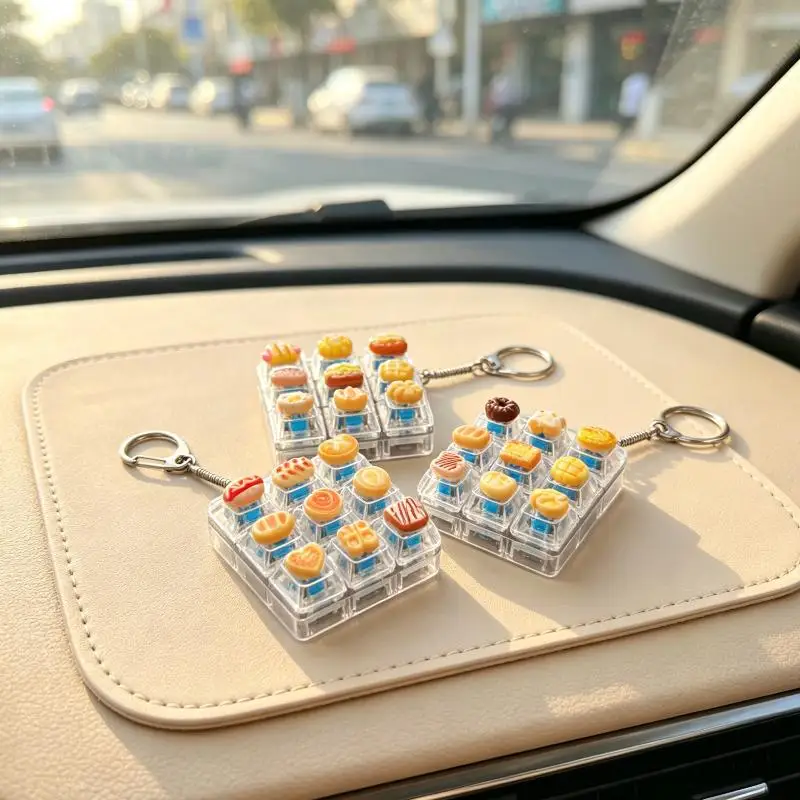 9-Tasten Mini-Mechanische Tastatur-Schlüsselanhänger Ohne Licht, Klicker, Stressabbau, Niedlicher Taschen-Fidget, Angstlinderungs-Anhänger, Geschenk – Detail 4