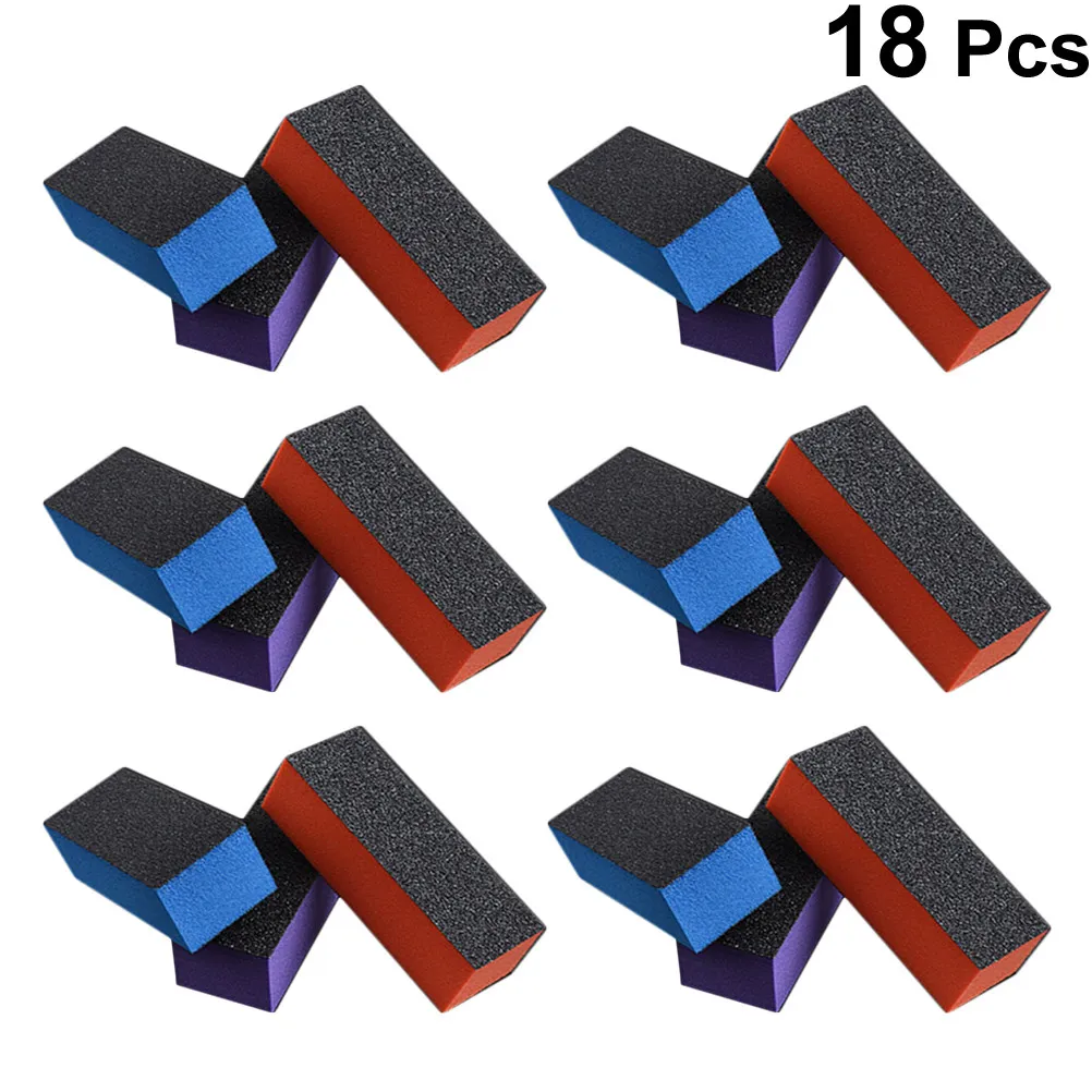 

18Pcs Three-Side Nail Buffer File Sponge Block Soft Pillowy Yet Effective for Nail Shaping Buffing Polishing Manicure Pedicure
