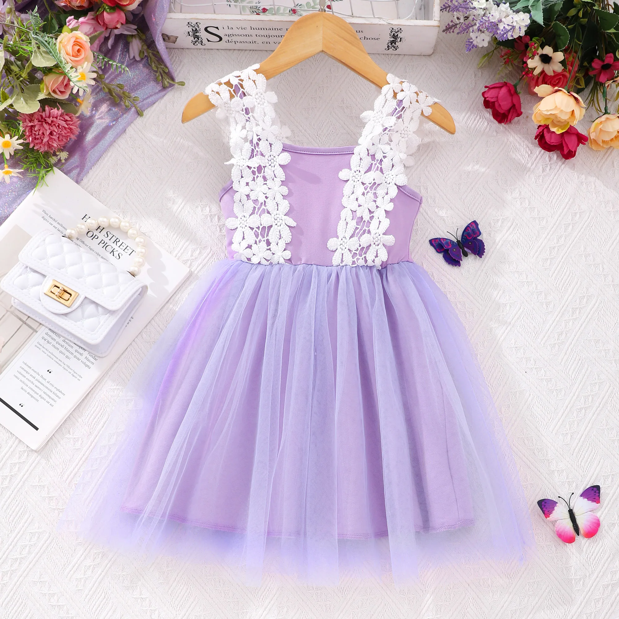 Adorable Lace Suspender Tutu Dress For Girls, Sweet & Fashion Sundress For Summer