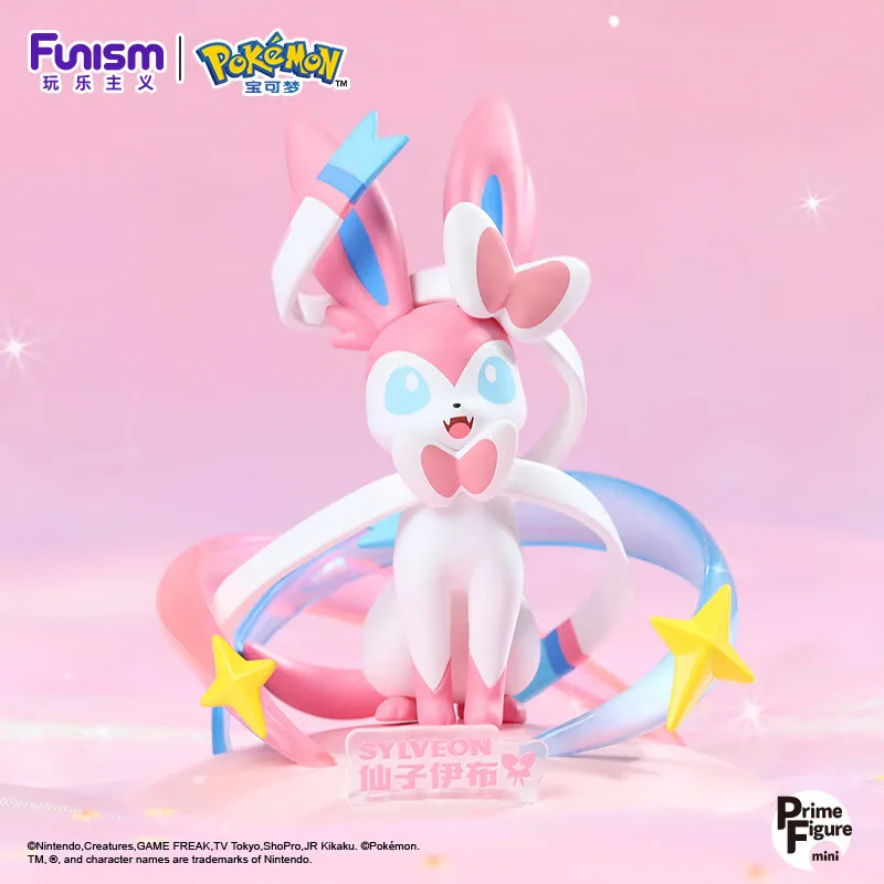 

Funism Pokemon Mini Prime Action Figures Set Collectible Toy Sparkling Moments with Gengar Sylveon Eevee Ash-Greninja for Fans