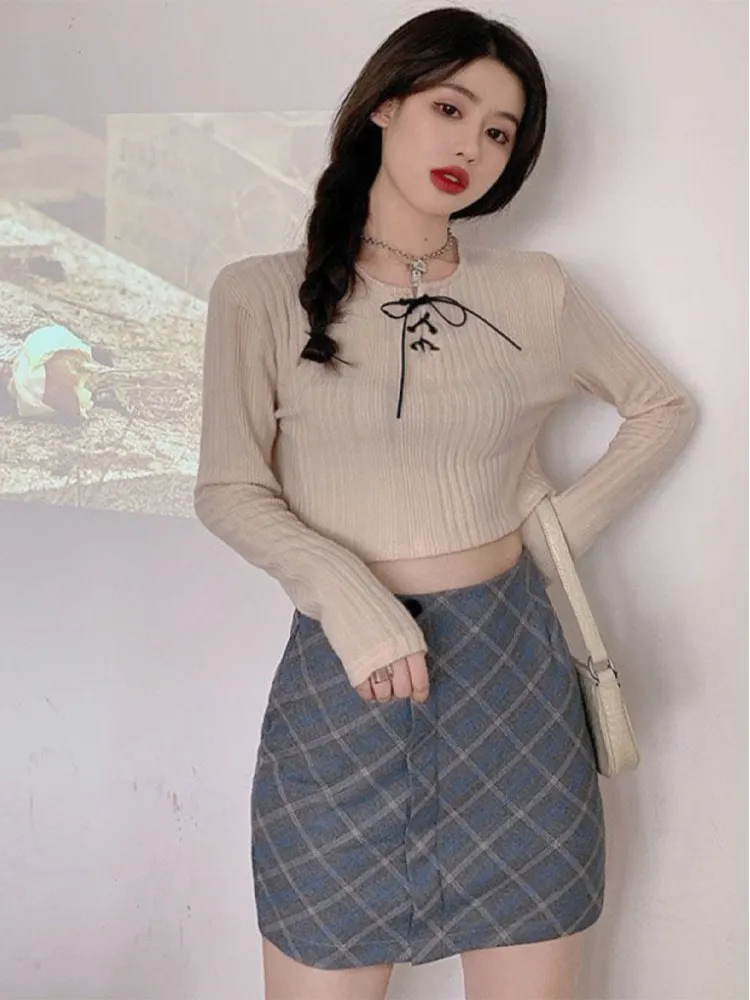 

Sweet And Spicy ort Knitted Sweater Women's Faionable Tied Design Unique Winter Top Sli Commute Sle Long Sve