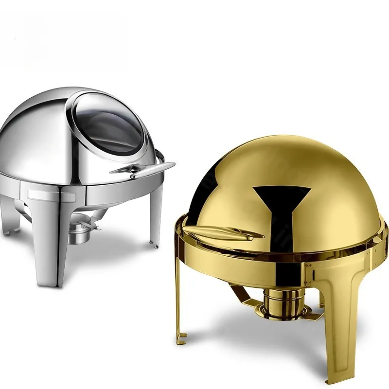 Round electric mirror polished rolled top stainless steel buffet heating plate