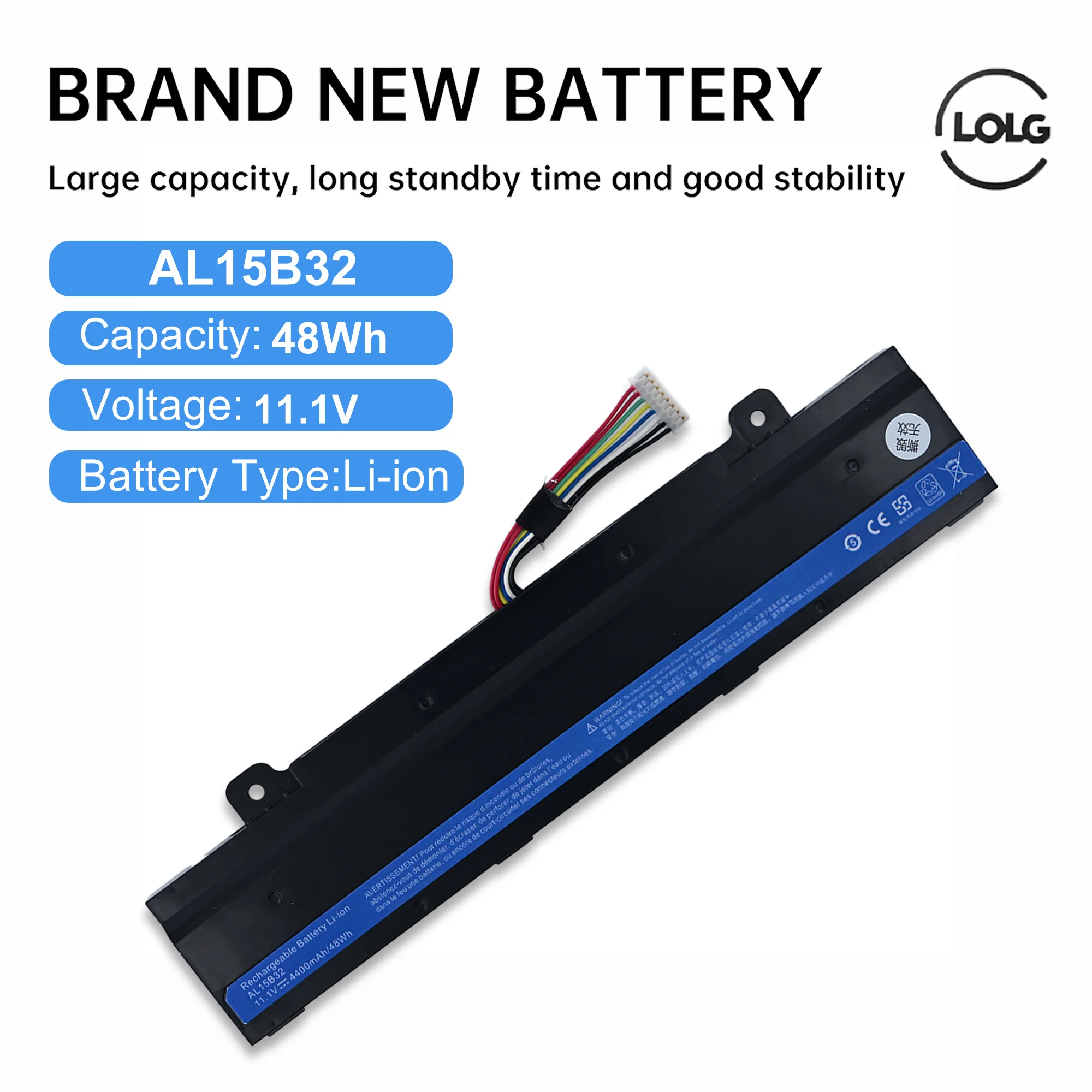 

Оригинальная аккумуляторная батарея для ноутбука AL15B32 11.1V 48Wh для ACER Aspire V5-591G 52AL 50HZ 50BA 53QR 55UY 55YJ 70GU 71K2 75GP