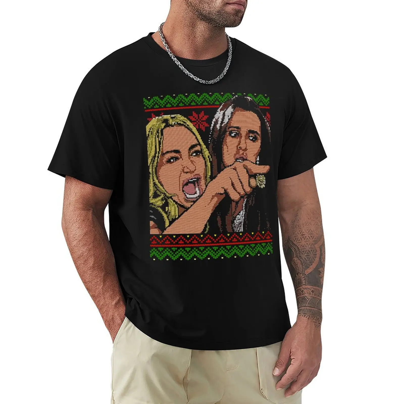 Woman Yelling at Cat meme - Ugly Sweater T-Shirt blacks cute clothes sweat t shirts for men