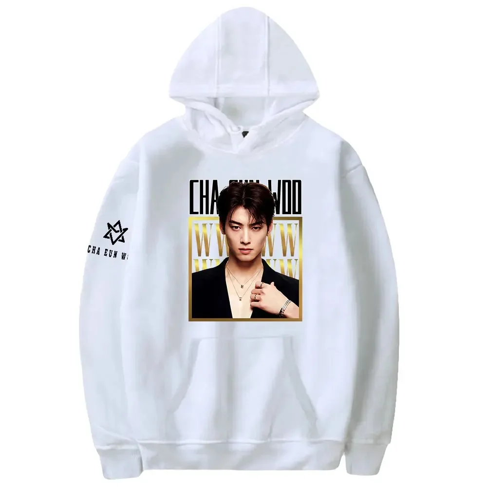 Cha Eun Woo Hoodie para homens e mulheres, pulôver de manga comprida, moletons unissex, streetwear casual, roupas da moda 2024