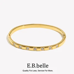 E.B.belle Fashion 316L Stainless 18K Gold Plated Tarnish Free Bangles For Women Rhinestone women's hand bracelets