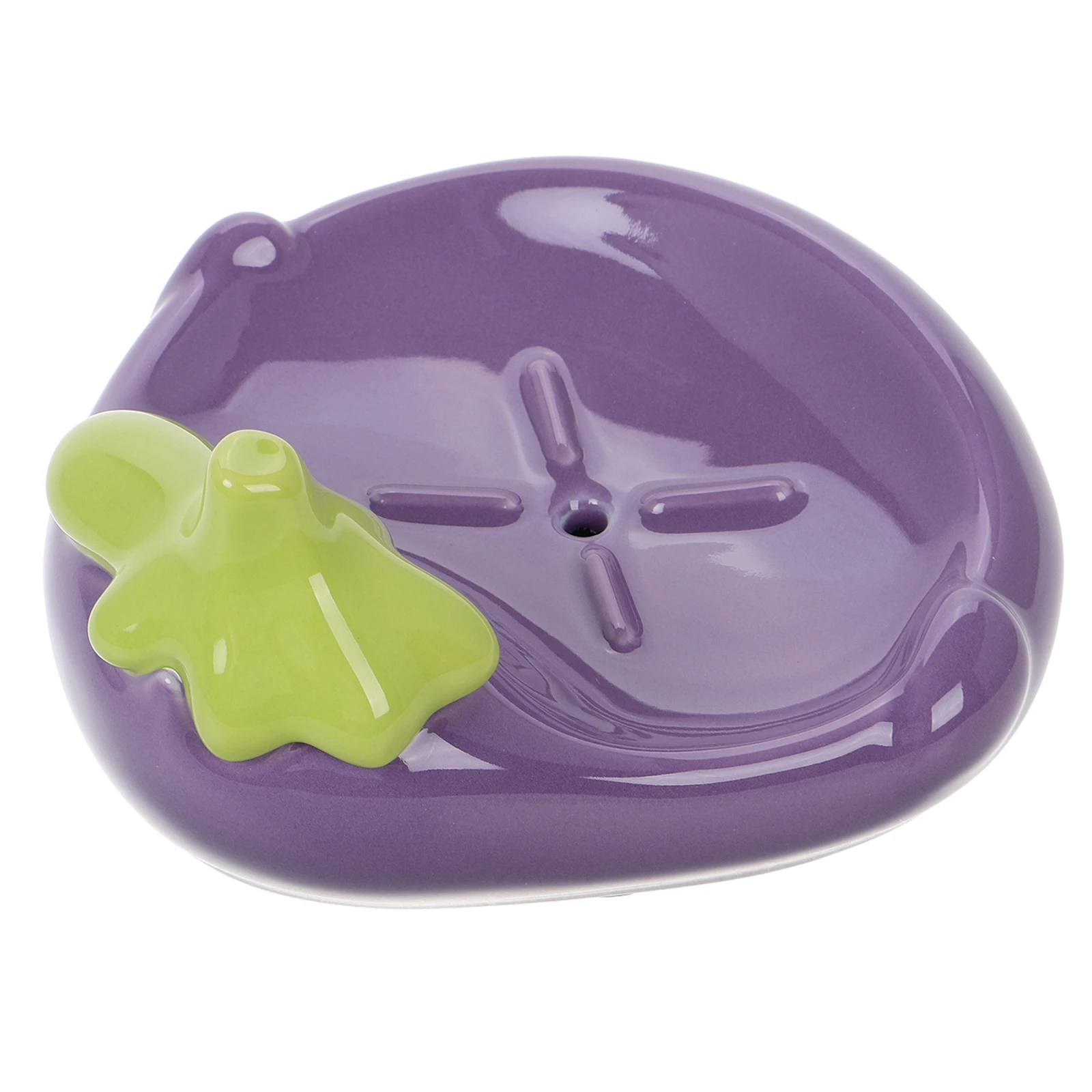 

Eggplant Soap Box Ceramic Holder for Kitchen Bathroom Cute Sponge Storage Tray Drainage Design Fits Small Spaces