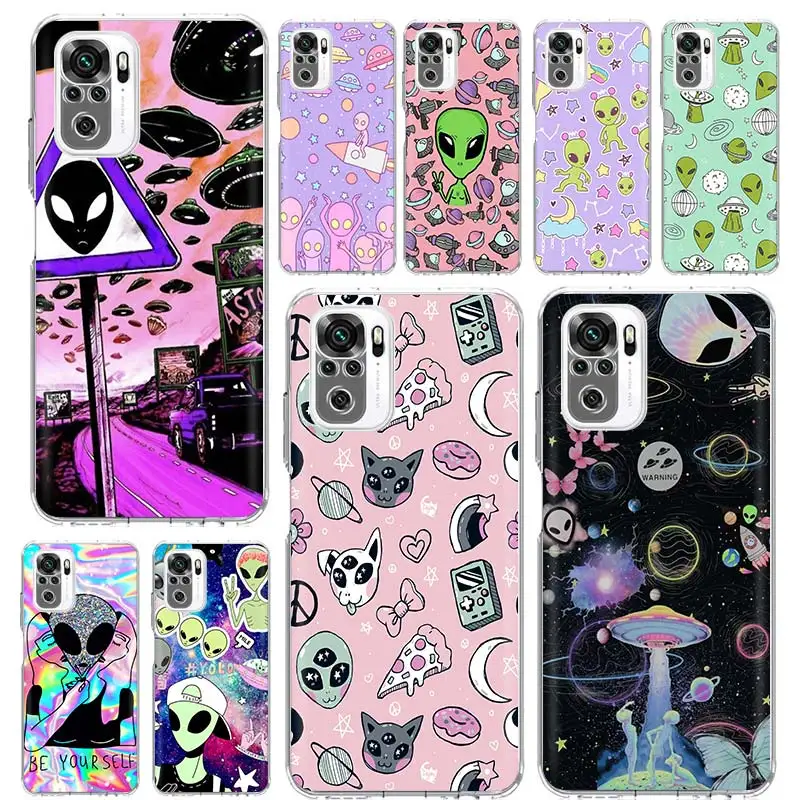 Alien Aesthetic Phone Case Coque For Xiaomi Redmi Note 12 11 11S 11T 11E 10 10S 9 9S 9T 8 8T 8 Pro Plus Global 7 Pattern Cover