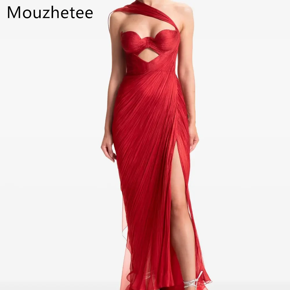 

Mouzhetee A-Line Sexy Red Shiny Dresses Formal Party Gowns for Women Elegant Side Split Prom Gown Customized 2026