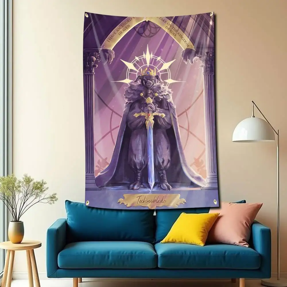 ALEX Pig God T-Technoblade Flag Tapestry Banner for Bedroom Living Room Outdoor Camping Custom Supported