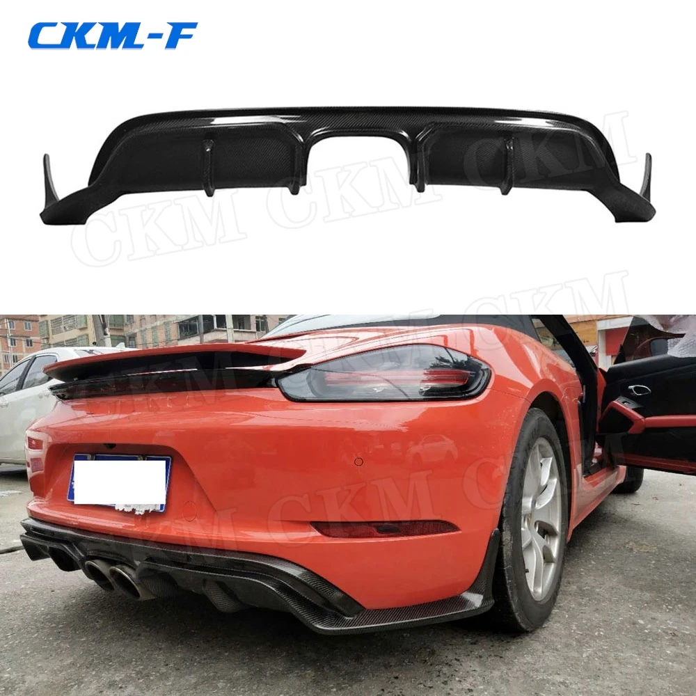 

Car Rear Bumper Lip Diffuser Spoiler fit for Porsche 718 Cayman Boxster Base S Coupe 2017 2018 Carbon Fiber Skid Plate Guard