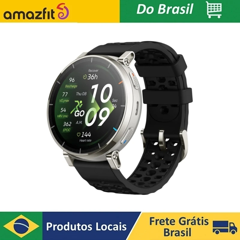 Relógio Smartwatch Amazfit Active 3 Premium A2559 Display AMOLED Safira 1.32" GPS Mapas Offline Treino Corrida