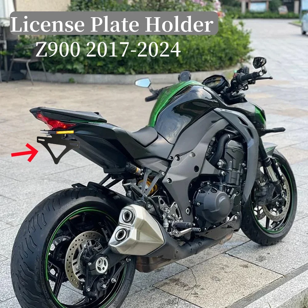 

Z900 Motorcycle Registration License Plate Holder With LED Rear Light Bracket Tidy Fender Eliminator For Kawasaki Z900 2017-2024