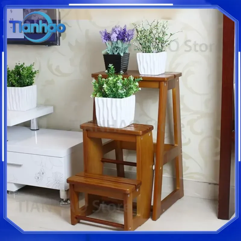 Solid Timber Ascending Aid for Home Non-slip Pedal Smooth Carrying Capacity Three-tiered Stair Safe and Durable Design