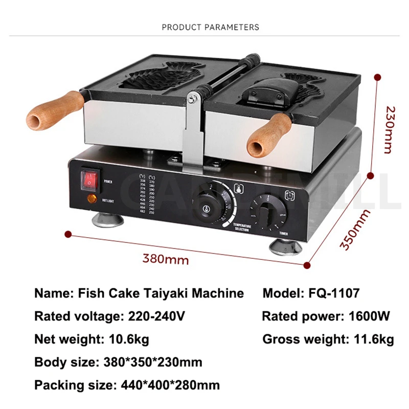 ماكينة صنع وافل الاسماك من Taiyaki ماكينة صنع الوافل على شكل فم الاسماك على شكل الايس كريم ماكينة صنع الوافل المخروطية غير لاصقة