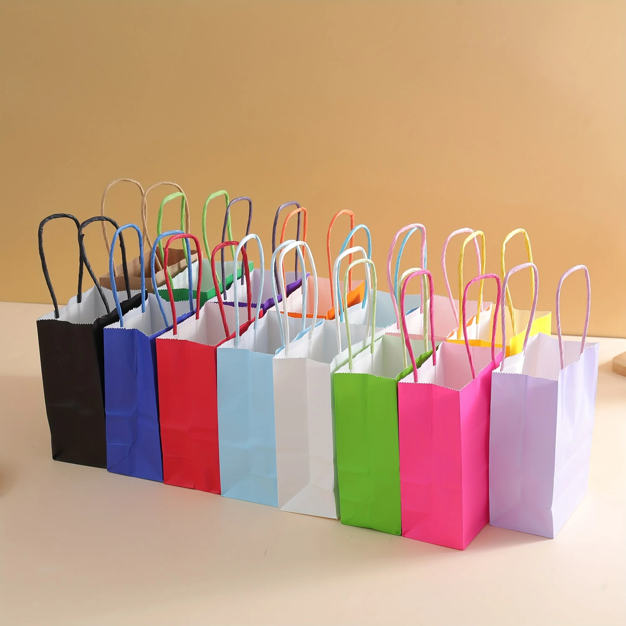 5pcs Medium Gift Bags 21x15x8cm - Multicolor Kraft Paper Bags for Birthday, Wedding, Party Favors, Shopping Totes