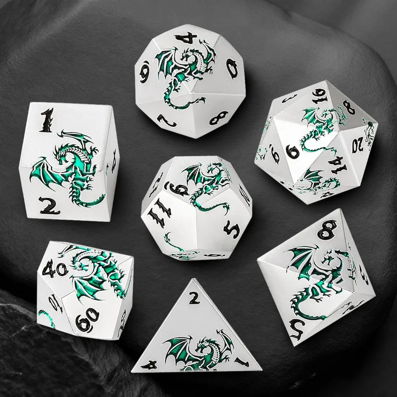 Alloy Polyhedral Metal Dice Set for Tabletop Role Playing Game DND RPG Classic Team Collaboration Board Game Entertainment