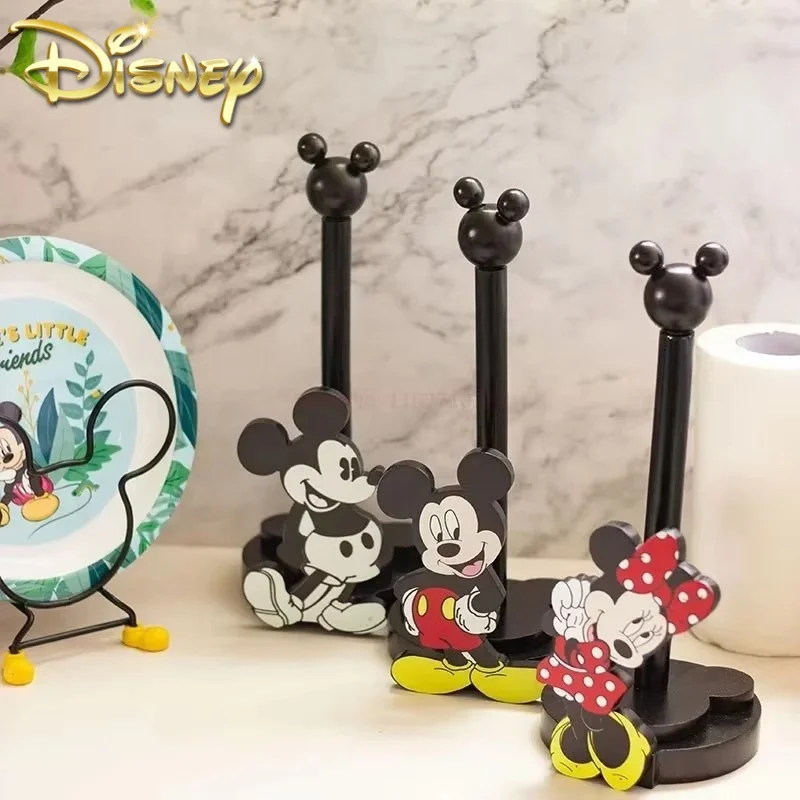 Disney Anime Hobby Mickey Mouse Minnie Creative Kitchen Upright Paper Towel Hanger No Punch Lazy Cartoon Rag Holder Indoor Decor