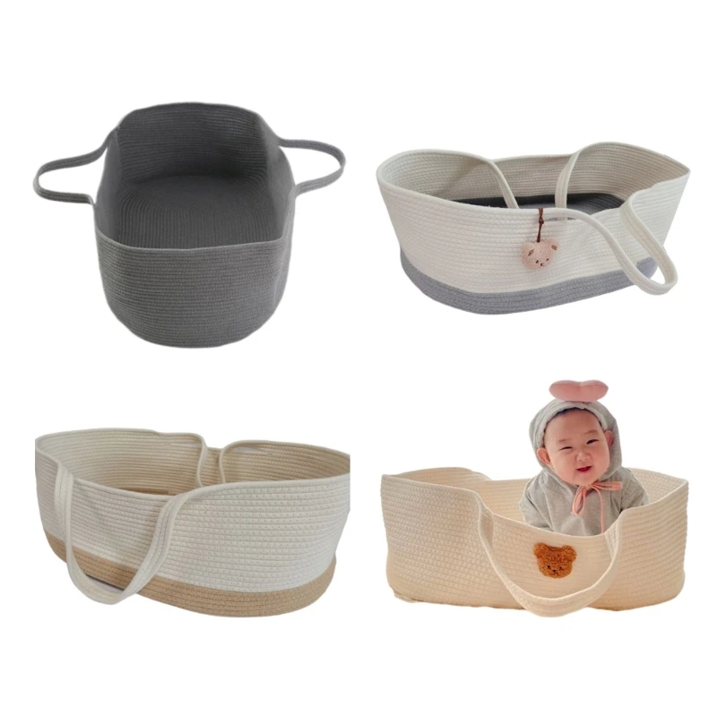 Portable Newborn Bed Out Sleeping Basket Fence Infant Photo Prop Storage Basket