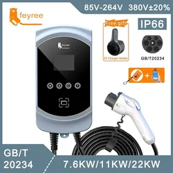 Fey123-Station de recharge pour véhicule électrique, chargeur EV, boîtier mural EVSE, prise GB/T, 32A, 7KW, 1phase, 16A, 11KW, 3 phases, 22KW