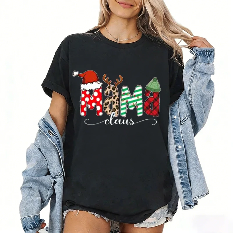

Mama Christmas T-shirt Mama Gift Mom Shirt Wife Christmas Gift Femme Clothing Femme Shirt Mujer Camiseta Women T Shirts Short