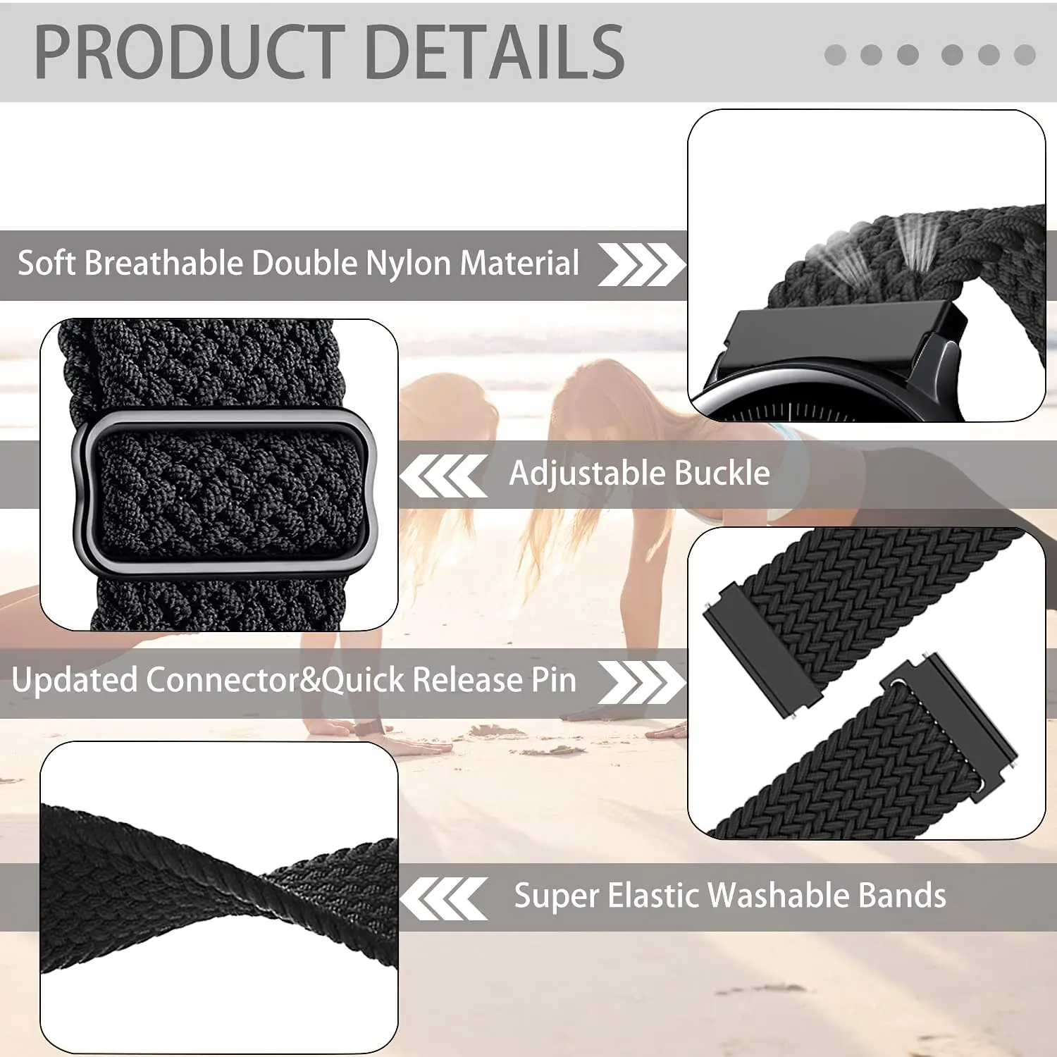 22 20mm Nylon Strap for Garmin Forerunner 965 265 255 55 645 245 165 Elastic Bracelet for Garmin Vivomove Trend/Move Trend Belt - Image 4