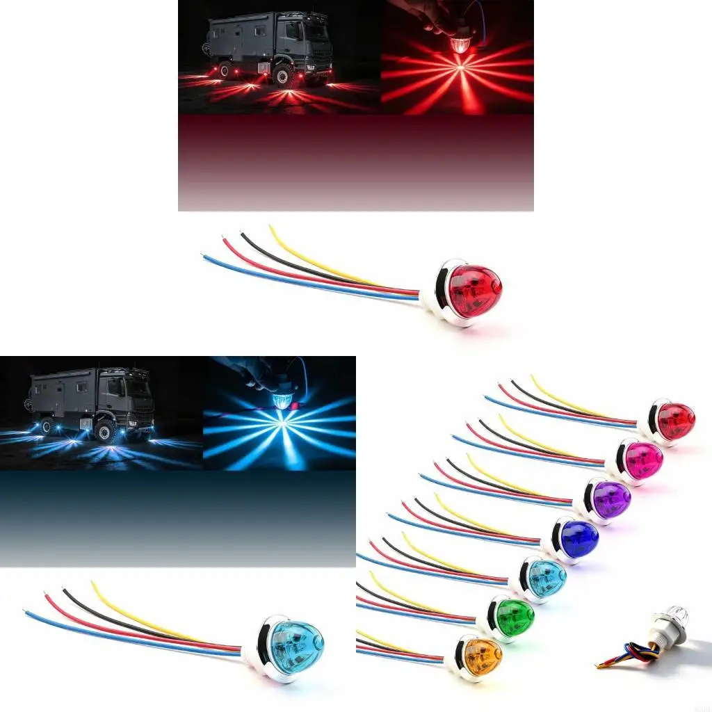 6XDF Small Truck Marker Lamp, Small Watermelon LED Light, 1.50 in Plastic Housing with Attached Leads and Threaded Body, 12-24V