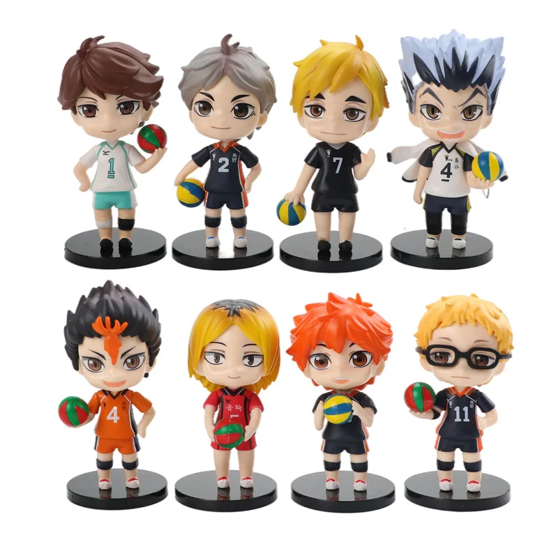 

8PCS Haikyuu Anime Kawaii Doll Desktop Ornaments Tobio Kageyama Sugawara Koushi Yu Nishinoya Jewelry Collection Gifts
