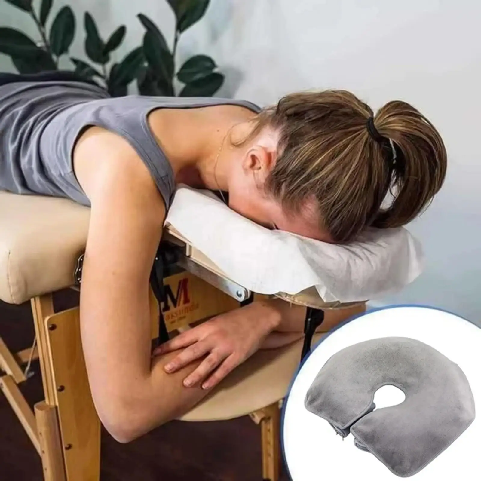 1PC Heart-Shaped U Face Perforated Massage Towel - Soft Fluffless Machine Washable Durable for Spa Beds/Tables & Beauty Parlors