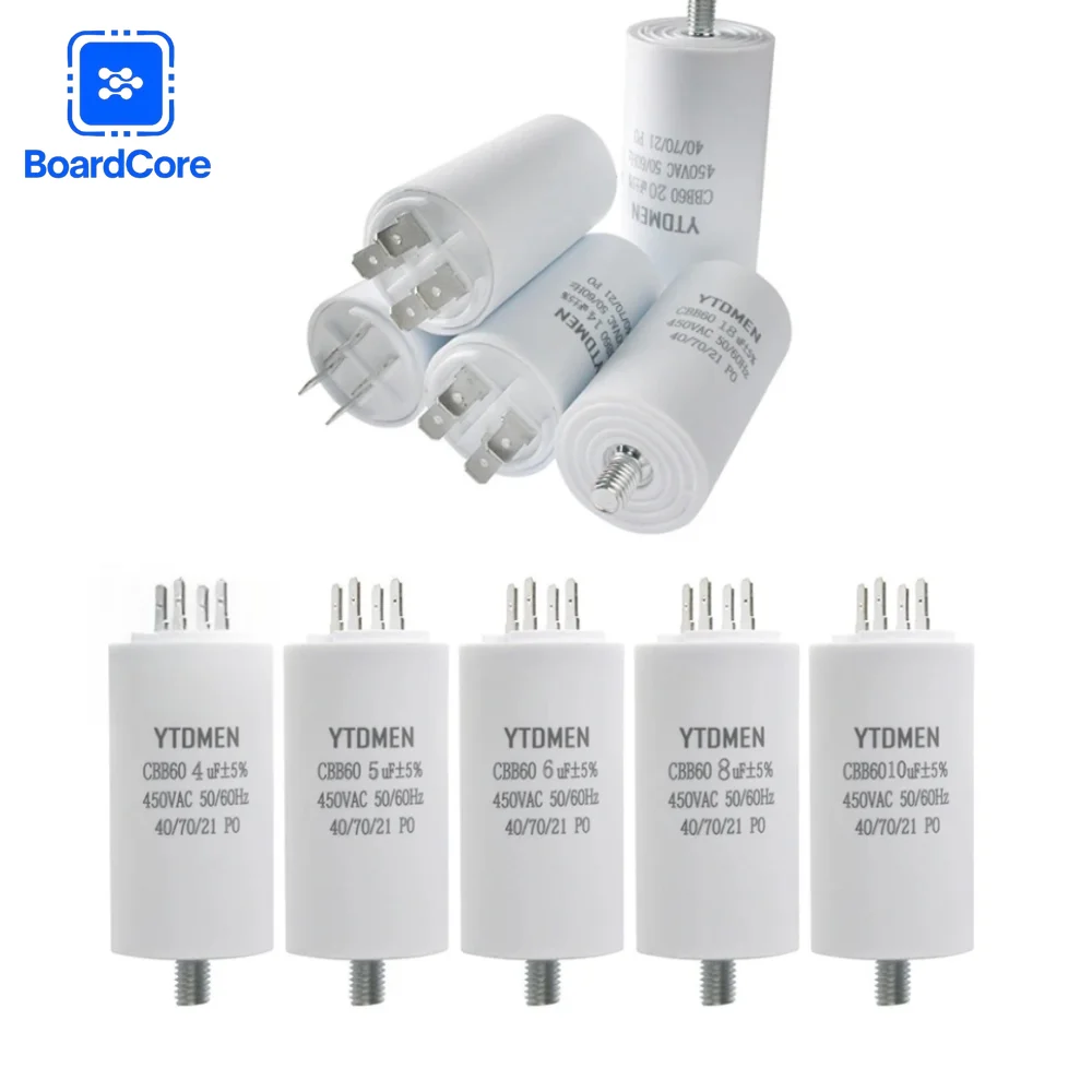 1Pcs CBB60 Starting Capacitor 450V AC 30uF 35uF 40uF 45uF 50uF 60uF Double Insert Screw for Air Compressor Water Pump