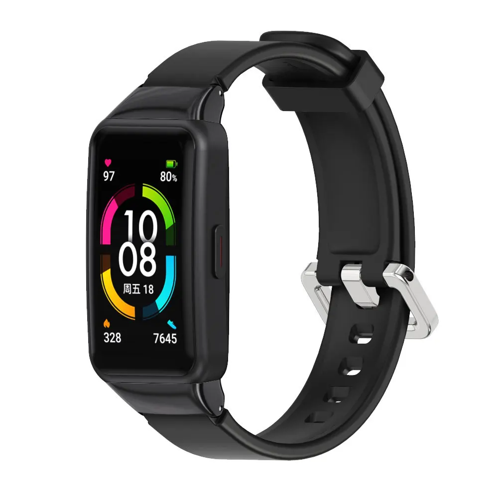 화웨이 밴드 6 용 스트랩 명예 밴드 6 스트랩 실리콘 시계 손목 벨트 액세서리 용 스마트 손목 교체 팔찌